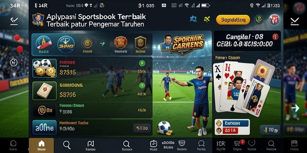 Tampilan gameplay taruhan olahraga di aplikasi 34R.
