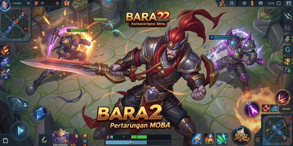 Tangkapan layar BARA22 menampilkan aksi seru dalam pertempuran MOBA.