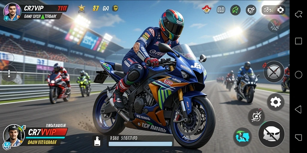 Tampilan gameplay seru dari balapan motor di CR7VIP.