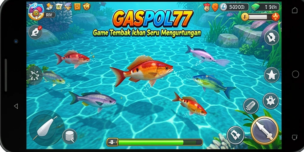 Tampilan gameplay GASPOL77 yang menarik dengan ikan berwarna-warni.