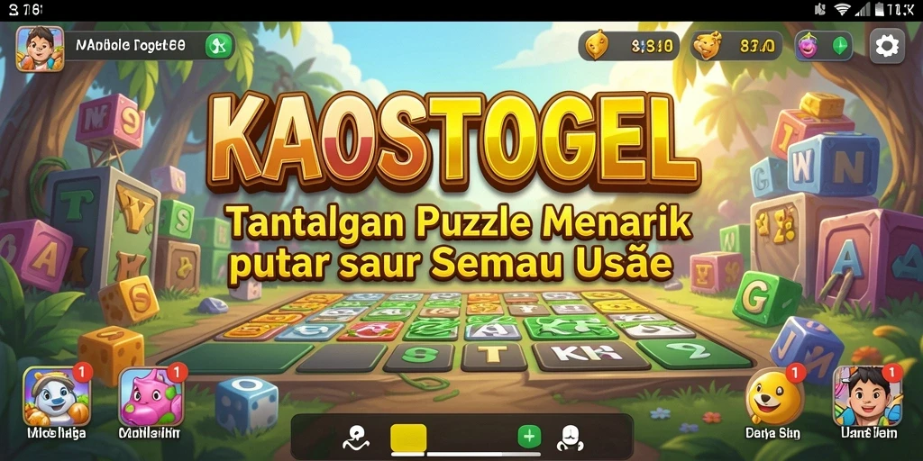 Tampilan gameplay KAOSTOGEL yang penuh warna dan tantangan puzzle.