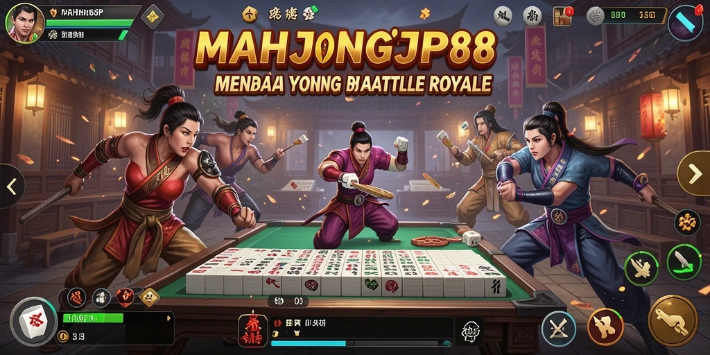 Screenshot MAHJONGJP88 menampilkan aksi intens di medan pertempuran Battle Royale.