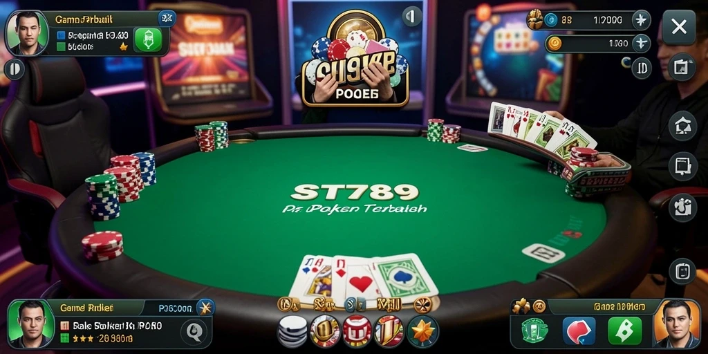 Screenshot gameplay ST789 menampilkan aksi seru permainan poker.