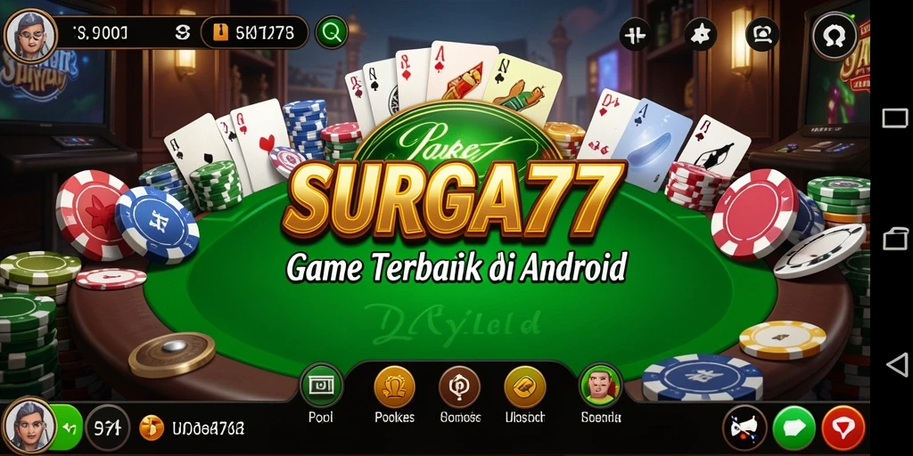 Tampilan permainan poker yang menegangkan di SURGA77.